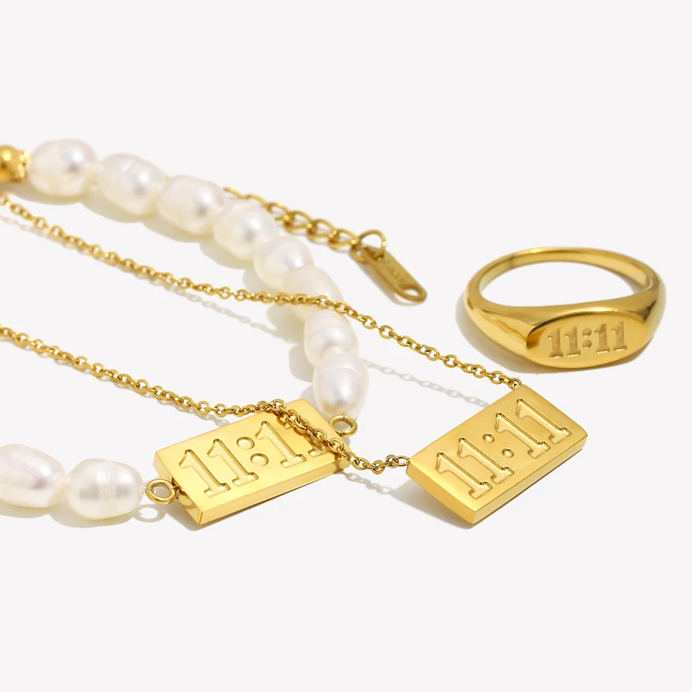 EB belle Meaningful 11:11 Angel Number Charm Freshwater Pearl