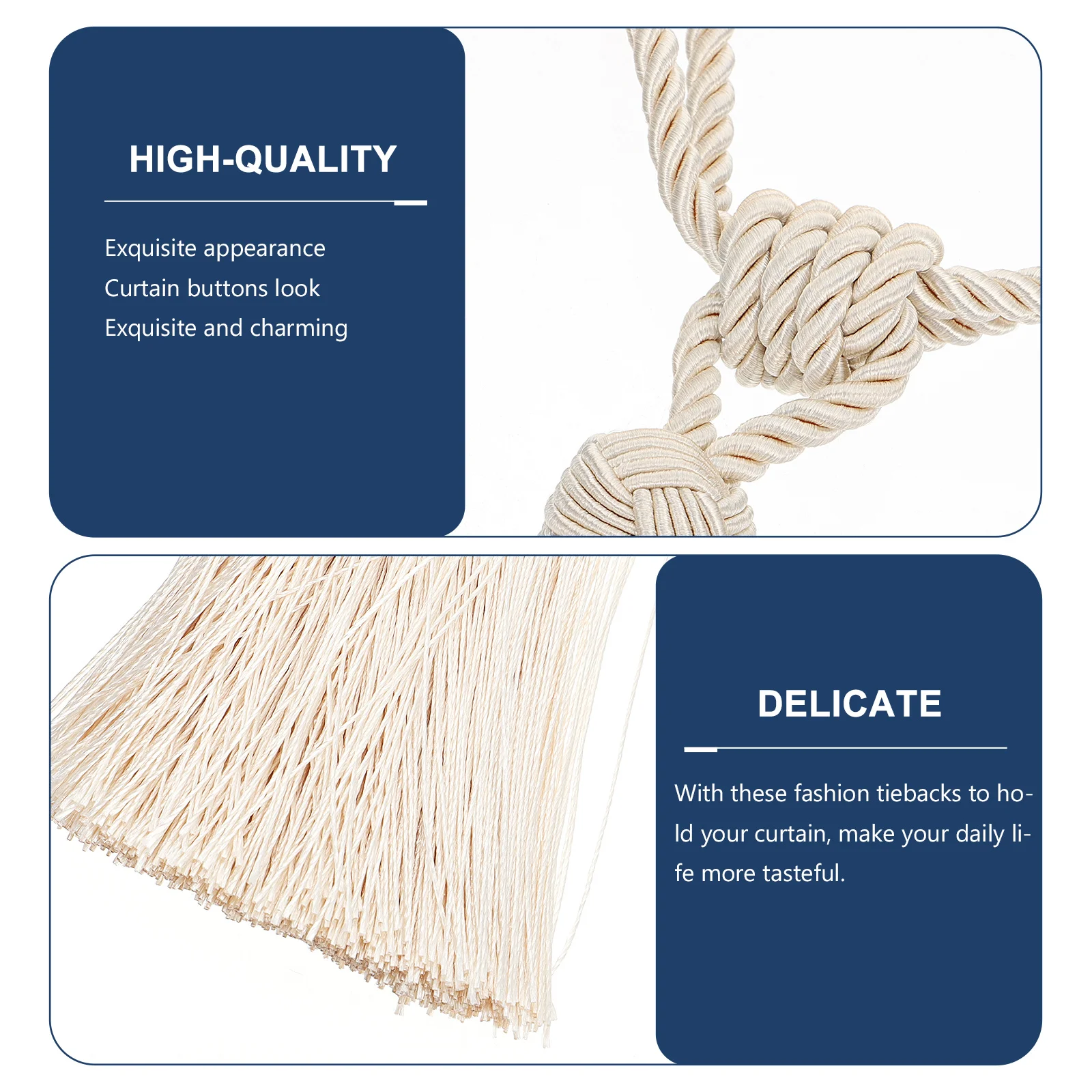 

2Pcs Fine Woven Tassel Curtain Tie Ropes Decorative Straps for Living Room Bedroom Hotel Window Curtain Accessories