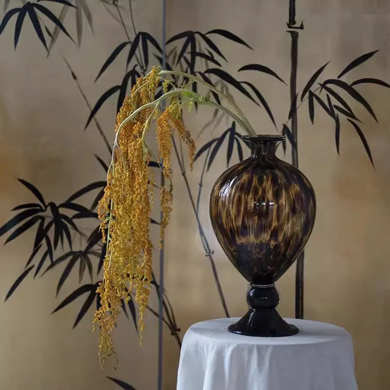 Vase French Middle Ancient Light Luxury High Sense Art Leopard Print Art Soft Decoration Home Furnishings High Level Appearance