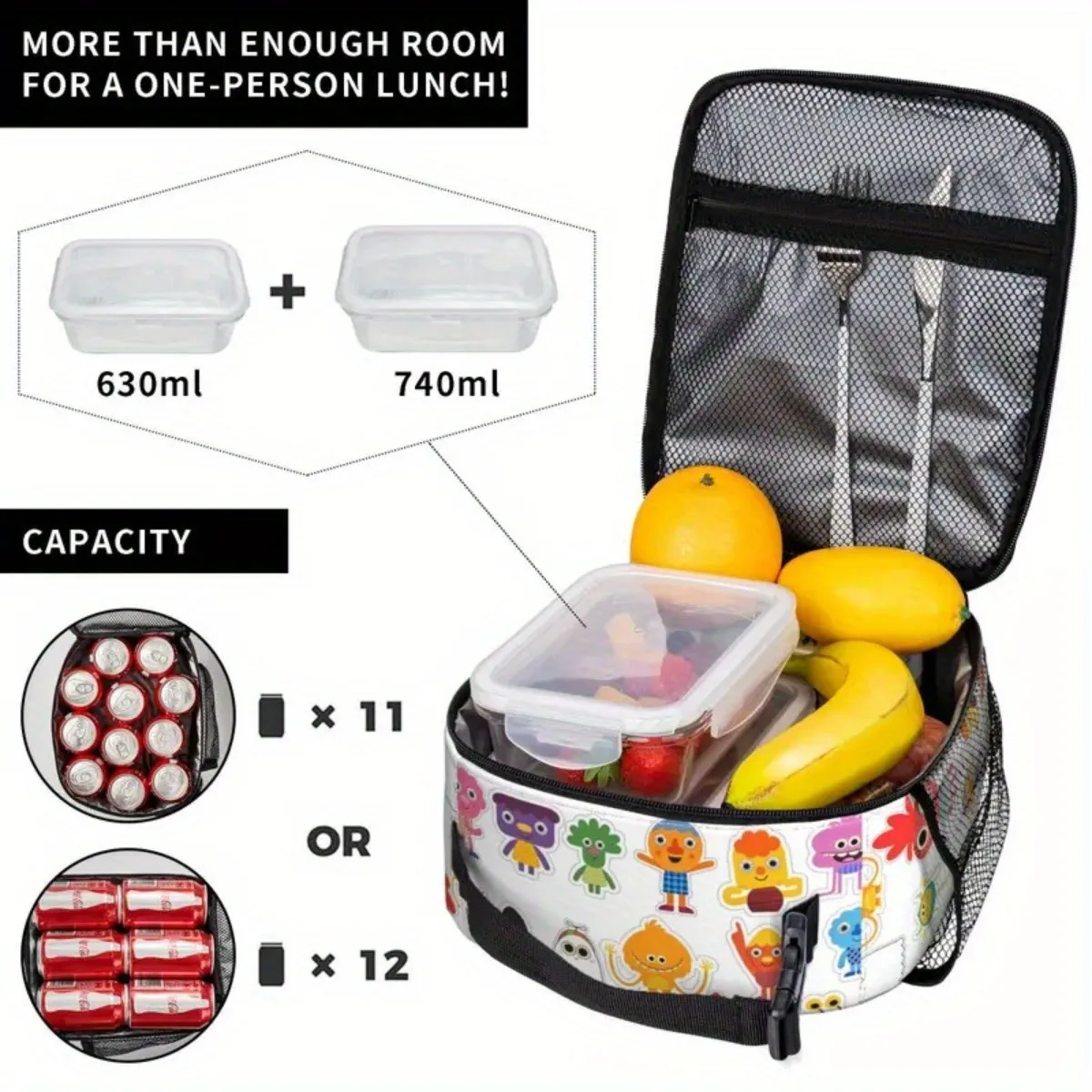 Insulated Lunch Tote Bag Noodle& Pals Micro Super Simple Merch Rhymes Songs Storage Food Box Cooler Thermal Lunch Box School