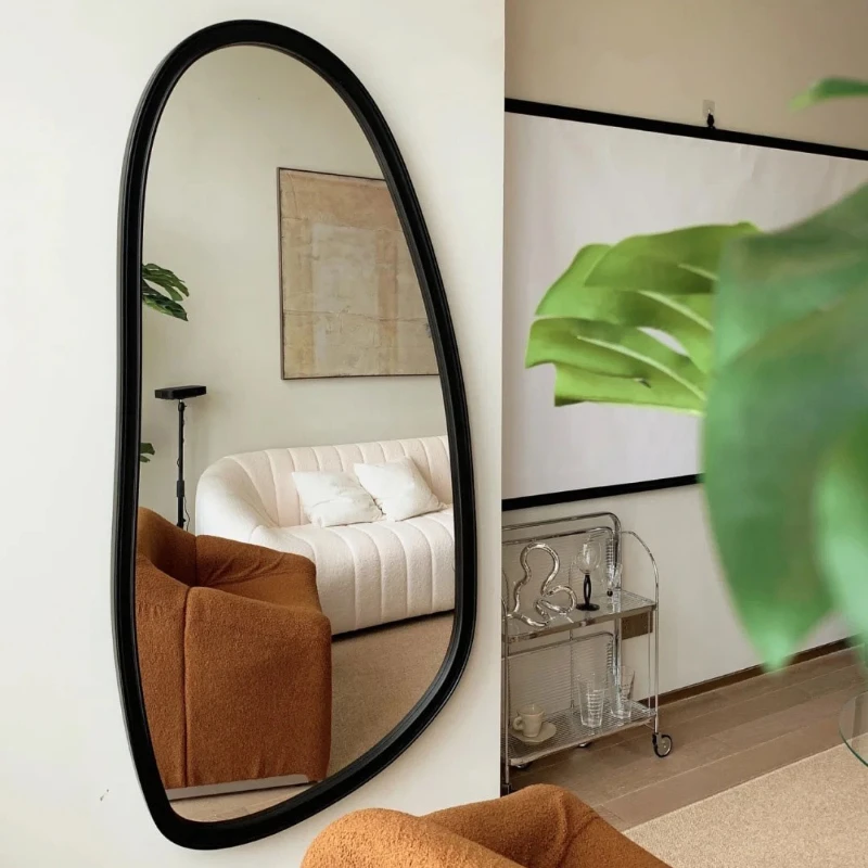 

Irregular shaped full body mirror, oval wall mounted household bedroom, irregular wall mounted fitting