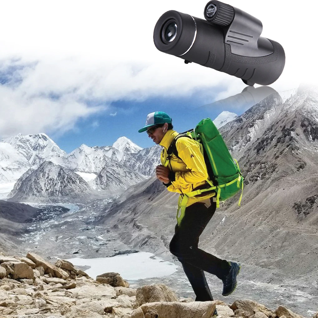 Hiking Adjustable Monocular with Knob Adults Kids Scouting 10x42 Handheld Telescope Outdoor Equipment Birthday Gift