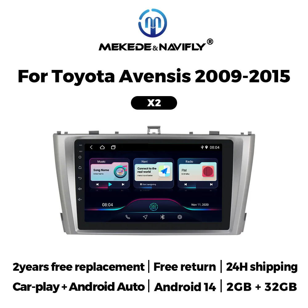 MEKEDE Android Auto Car Radio for Toyota Avensis T27 2008 2009 2010-2013 2014 2015 Multimedia Video Player Navigation CarPlay