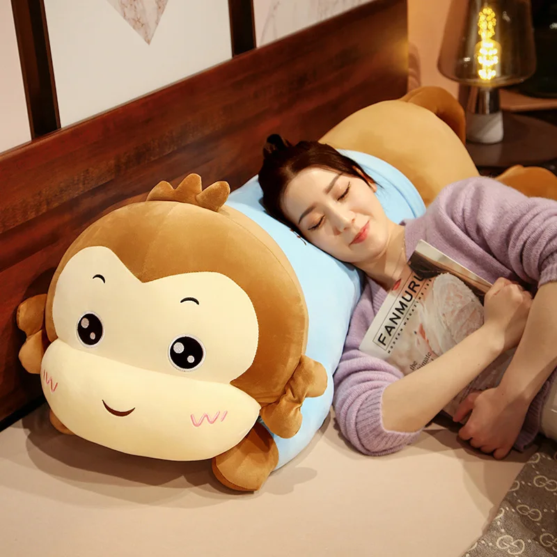 

100CM Lying Monkey Plush Pillow Kawaii Animal Toys Stuffed Long Pillow Sofa Cushion Room Decor for Children Baby Birthday Gift