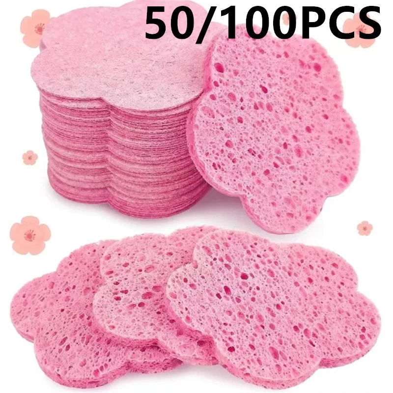 10/50/100PCS Reusable Facial Sponges Pad Heart Shape Compressed Facial Natural Facial Cleansing Pads Exfoliating For Cleansing ﻿