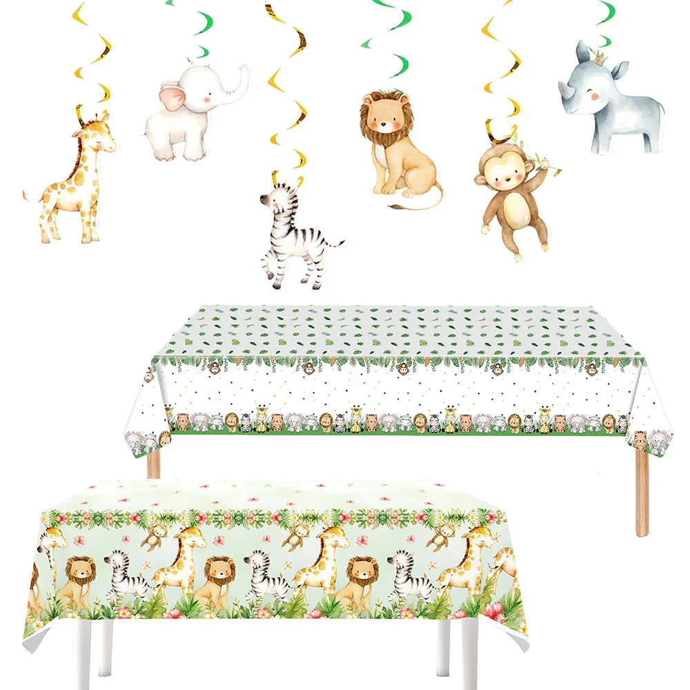Jungle Animals Tablecloth Table Cover Jungle Party Banner Decor Jungle Wild Birthday Decor Safari Jungle Animals Birthday Decor