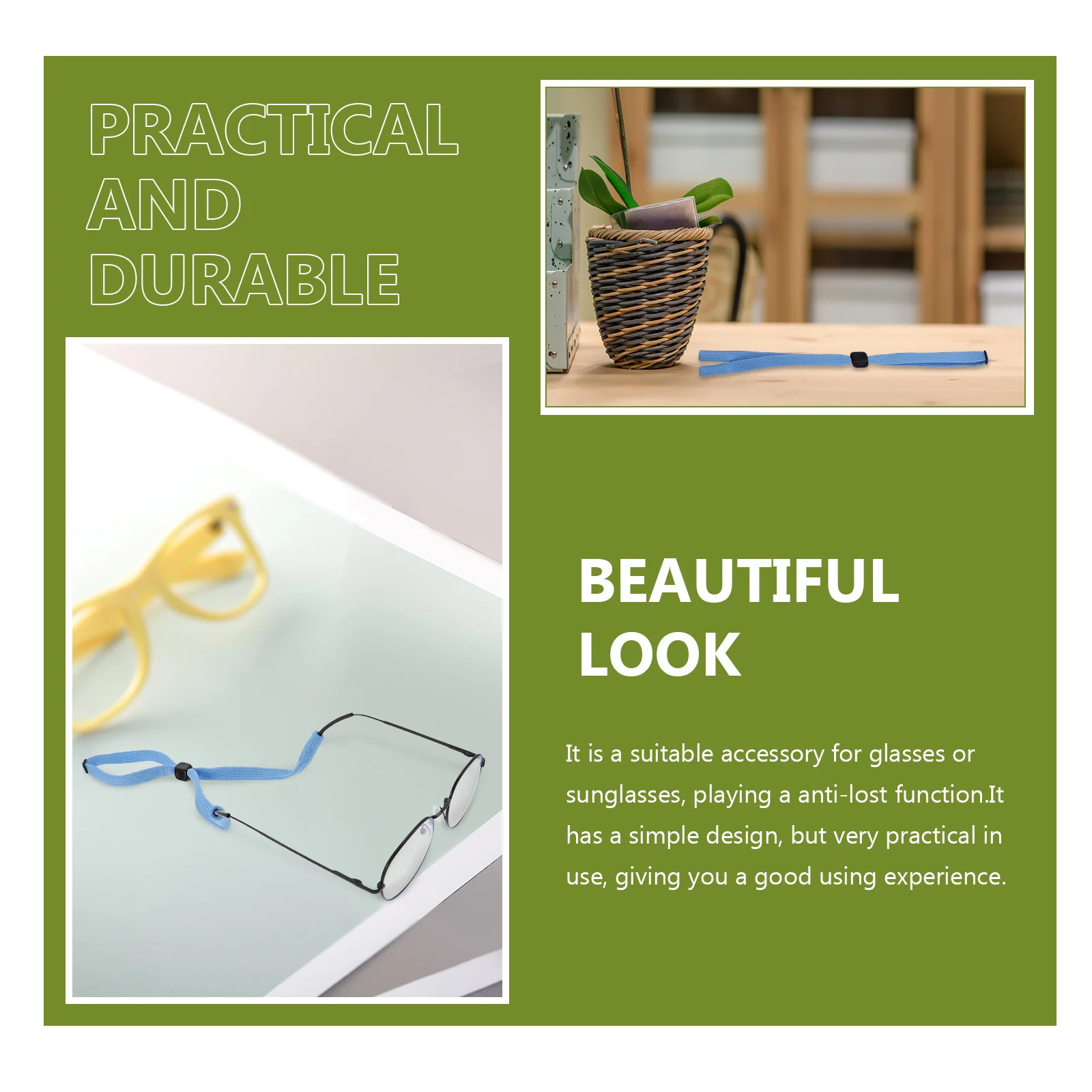 5 шт., ремешок для очков, регулируемый ремешок с защитой от потери для солнцезащитных очков, износостойкий портативный держатель, аксессуар для труда