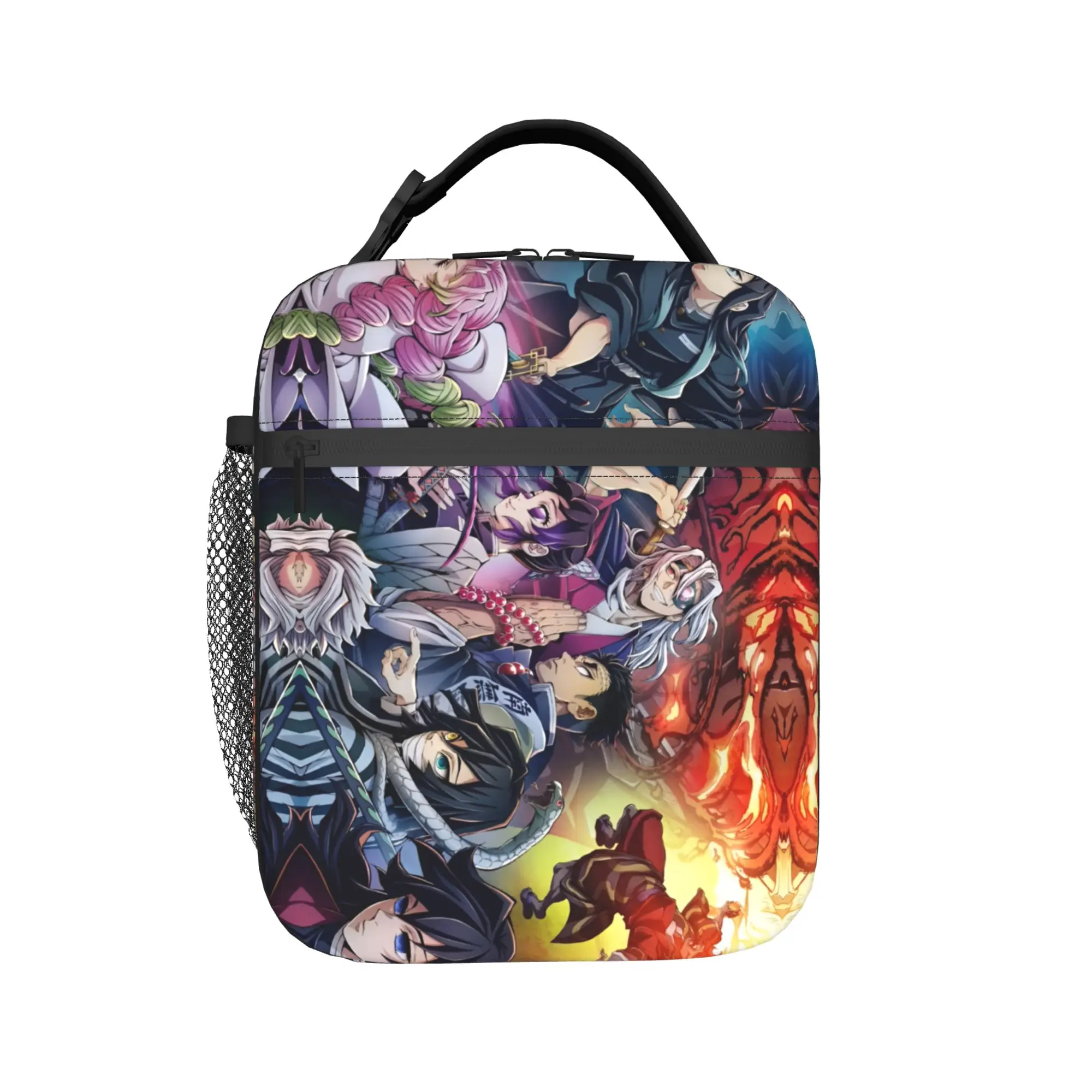 Custom Demon Slayers Insulated Lunch Bag for Women Men Waterproof Anime Cooler Thermal Lunch Box Office Picnic Travel