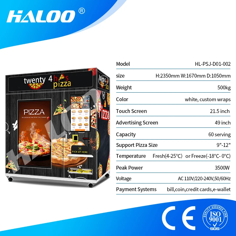 Haloo Vending Machine Supplier 24 Hours Pizza Making Vending Machine Pizza Factory Directly Hot Pizza Vending Machine