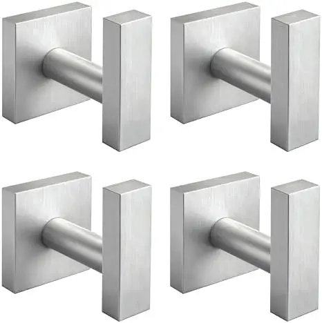 

Набор из 4 крючков для полотенец из матовой никелированной стали - нержавеющая сталь SUS304, сверхпрочные настенные крючки для ванной, кухни, одежды, губок