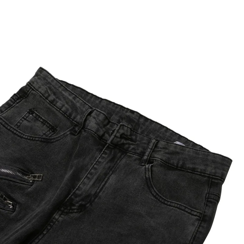 Jeans longo de motocicleta masculino, design de personalidade, perna pequena apertada, calça masculina, nova para primavera e outono