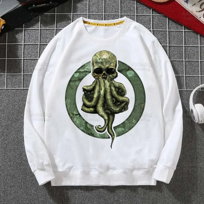 Cthulhu Octopus Men's Spring Autumn Male Casual Halloween Horror Lovecraft Sweatshirts Men's Occult Tops