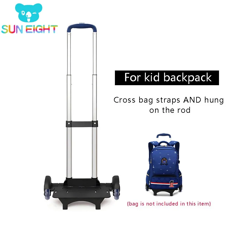 SUN EIGHT Kid Trolley Backpack Wheeled Bag School Bag For Children Wheels Expandable Rod High Function Trolly