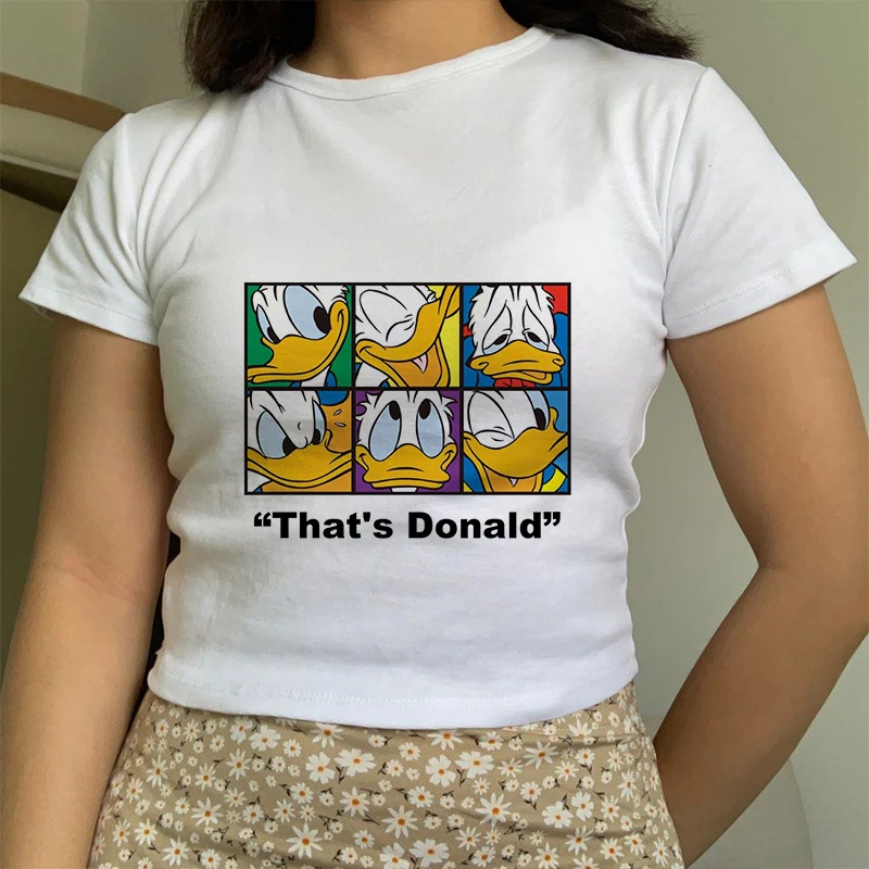 Gothic 90s Y2k Mickey Tee Shirt Minnie Mouse Crop Top T-shirt Women T Shirt Female Clothes Kawaii Disney Cropped Tshirt