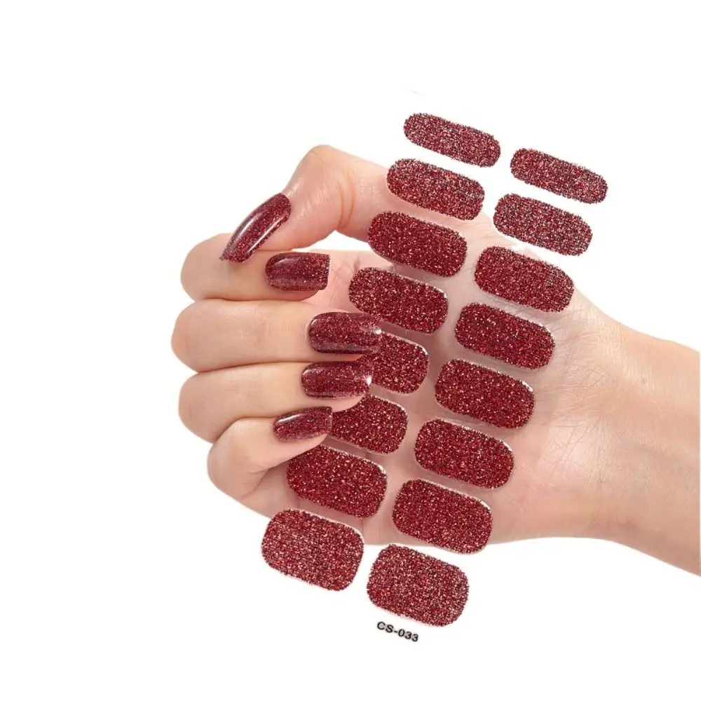 8Sheets Strips Gel Nail Stickers Glittering Simple Gel Full Nail Wraps Sequins Gel Nail Polish Strips DIY NAil Art Making