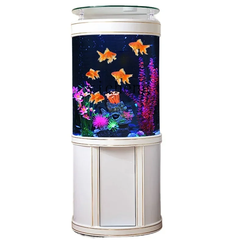 XL semi-round bottom filter goldfish tank floor-to-ceiling medium-sized living room household glass