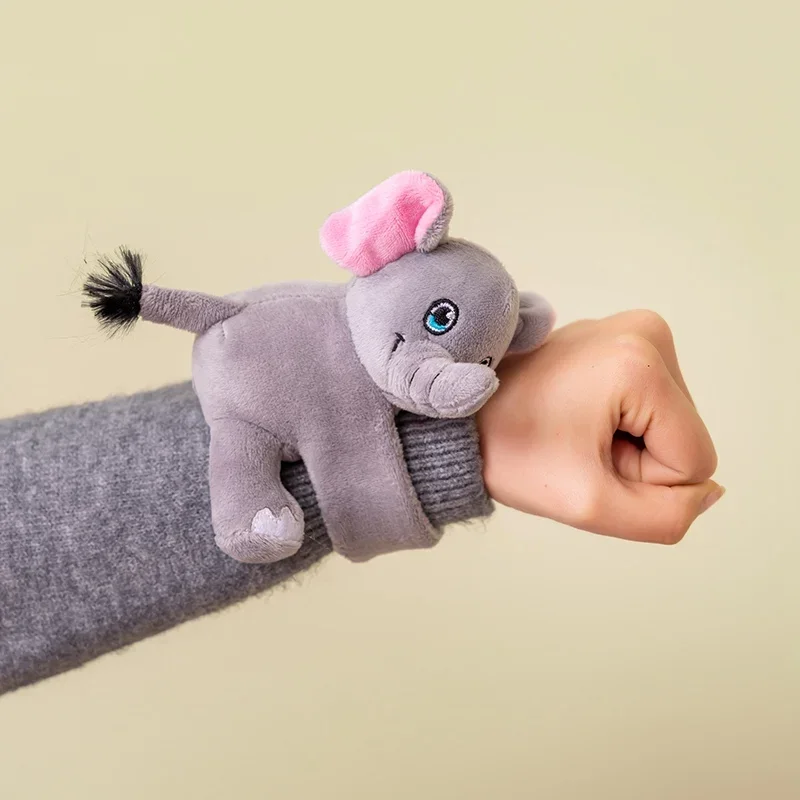 14CM Lovely Elephant Unicorn Giraffe Sloth Tortoise Slap Snap Wrap Wristband Bracelet Plush Stuffed Animal Doll Wristband