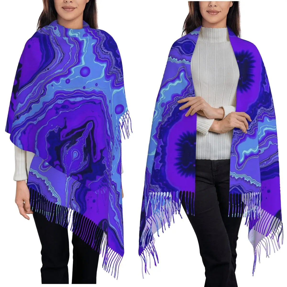 

Шарф с агатом и мечтами, шарфы с кисточками для женщин, мягкие теплые шали и накидки, большая осенне-зимняя шаль