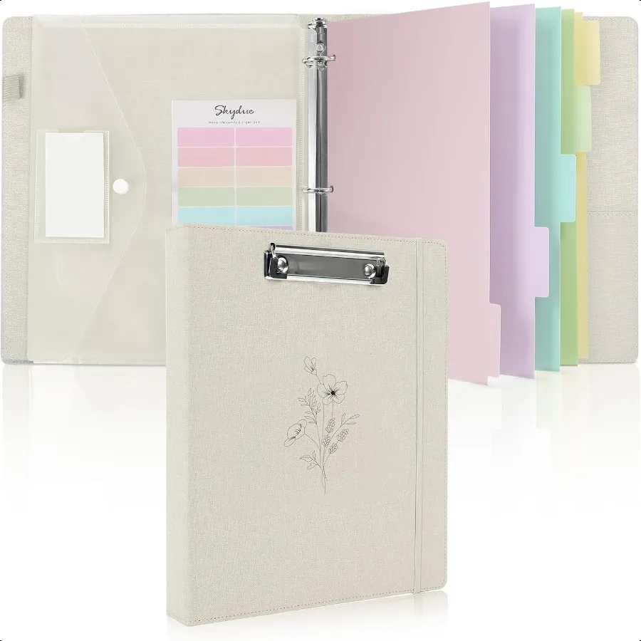 

Clipboard Binder with Dividers1 Inch 3 Ring Binder with Clipboard on Front for Organizer Clipboard Folder with Pocket Labels Of