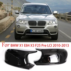 M style Rearview Mirror Cover Cap Carbon Fiber Look Black For BMW X3 F25 X1 E84 Pre-LCI 2010 2011 2012 2013