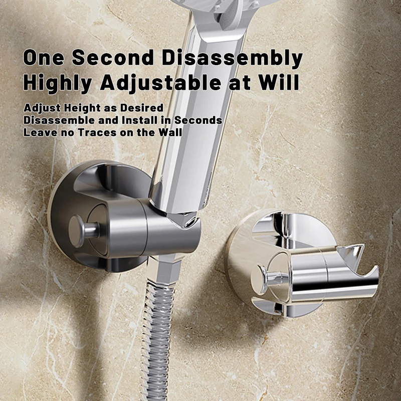 New Shower Holder 360°Adjustable Self-adhesive Shower Head Stand Bracket, Suction Cup Shower Head Holder Bathroom Accessories