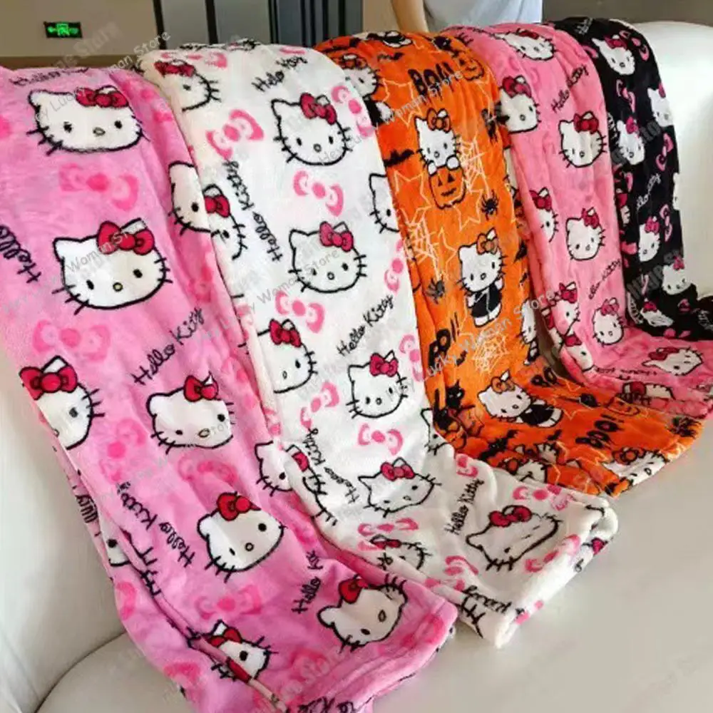 Hello Kitty Kuromi Flannel Pajamas Warm Pants Female Winter 2024 New Sanrio Fleece Casual Homewear Pants Leisure Wear Girl Gift