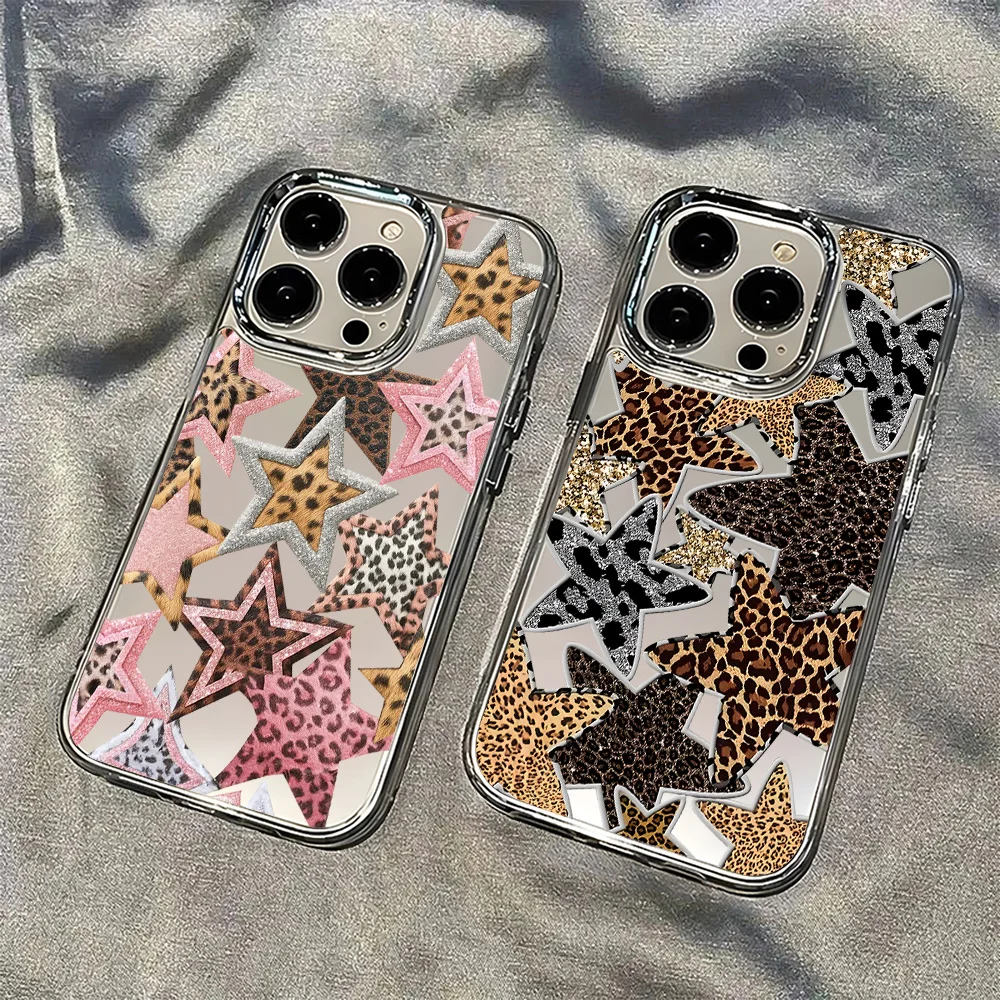 Trendy Leopard Print Stars Phone Case for Samsung Galaxy A56 A36 A26 A06 A55 A35 A16 A54 A34 A25 A24 A05 A73 A53 A33 4G 5G