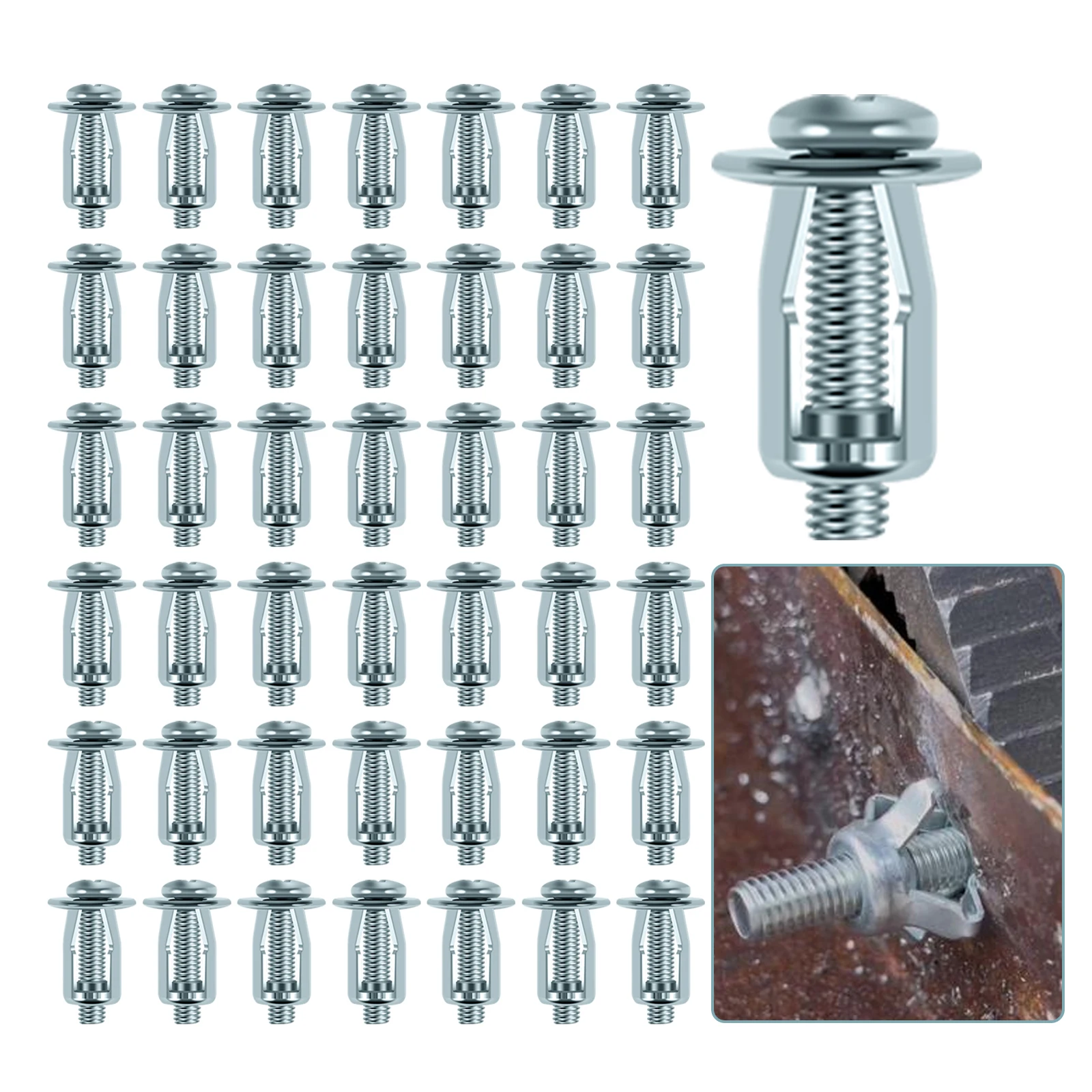 80Pcs Petal Nut Expansion Screw Carbon Steel Jack Nuts Set Petal Shape Metal Jack Nut Kit Sturdy Hollow Wall Insert Jacknut