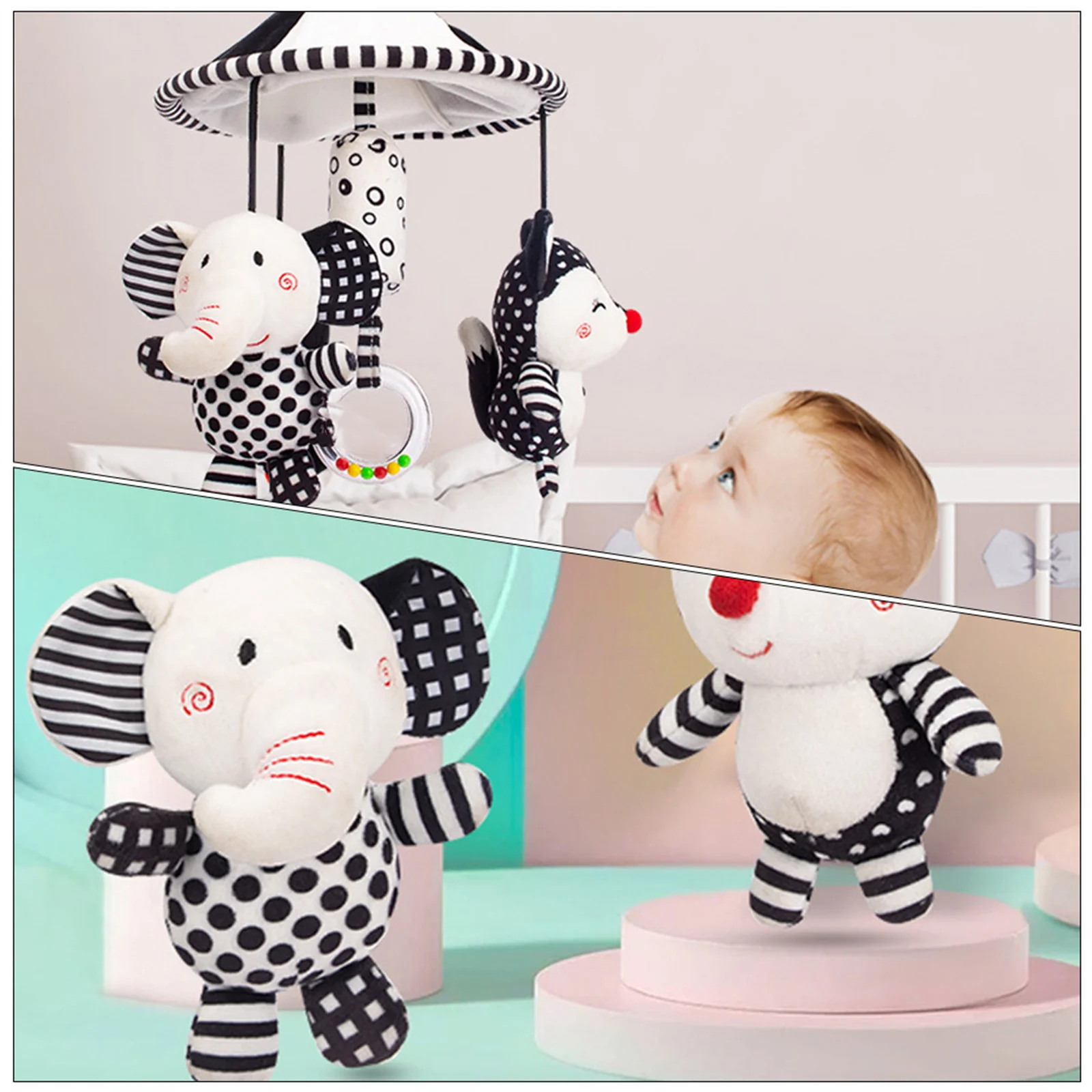 Adorable Elephant Shape Hanging Rattle for Baby Crib - Premium PP Cotton Lightweight Infant Bed Pendant with Soothing Design to