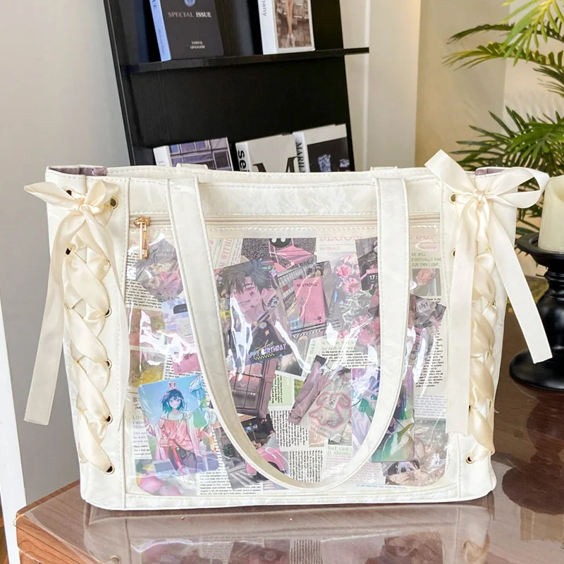 Neue Y2K süße japanische Ita Tasche Lolita Mädchen transparente Schultertasche große Kapazität Umhängetasche Casual Bag DIY Display Handtaschen
