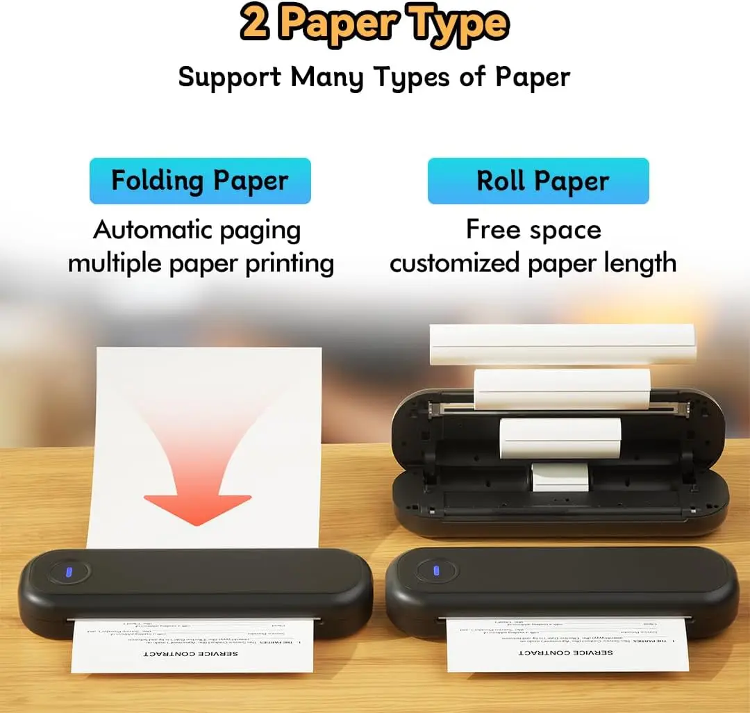 

L86 portable wireless Bluetooth thermal printer 203dpi supports A4/A5 US Letter&Legal Compatible with iOS Android Laptop&PC