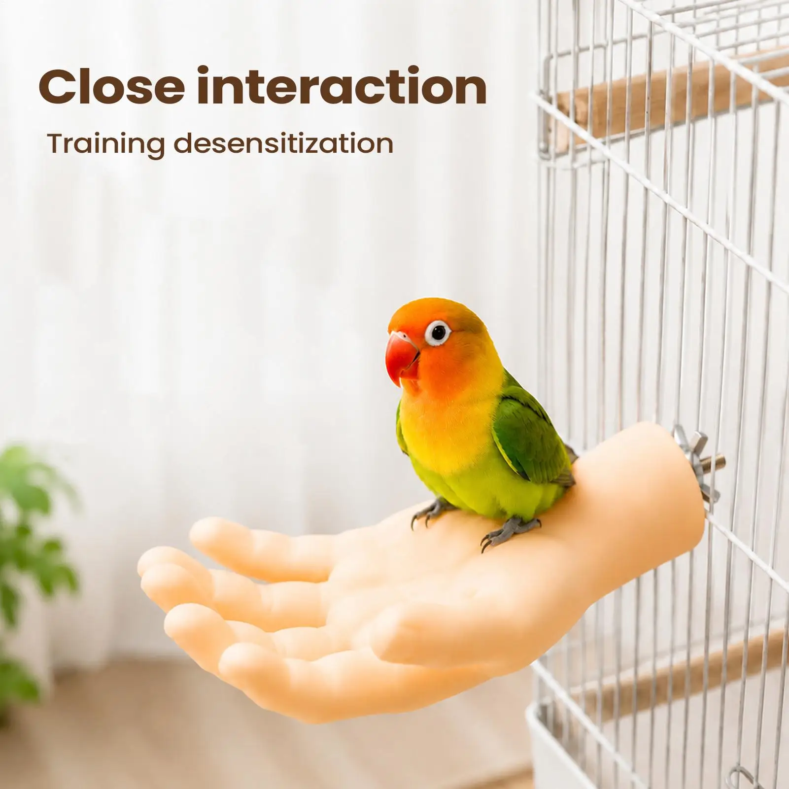 Realistischer handförmiger Papageien-Sitzständer für Vogelkäfige, Trainingszweig für Wellensittiche, Nymphensittiche, Nymphenpapageien und kleine Vögel zur Stresslinderung – Detail 2