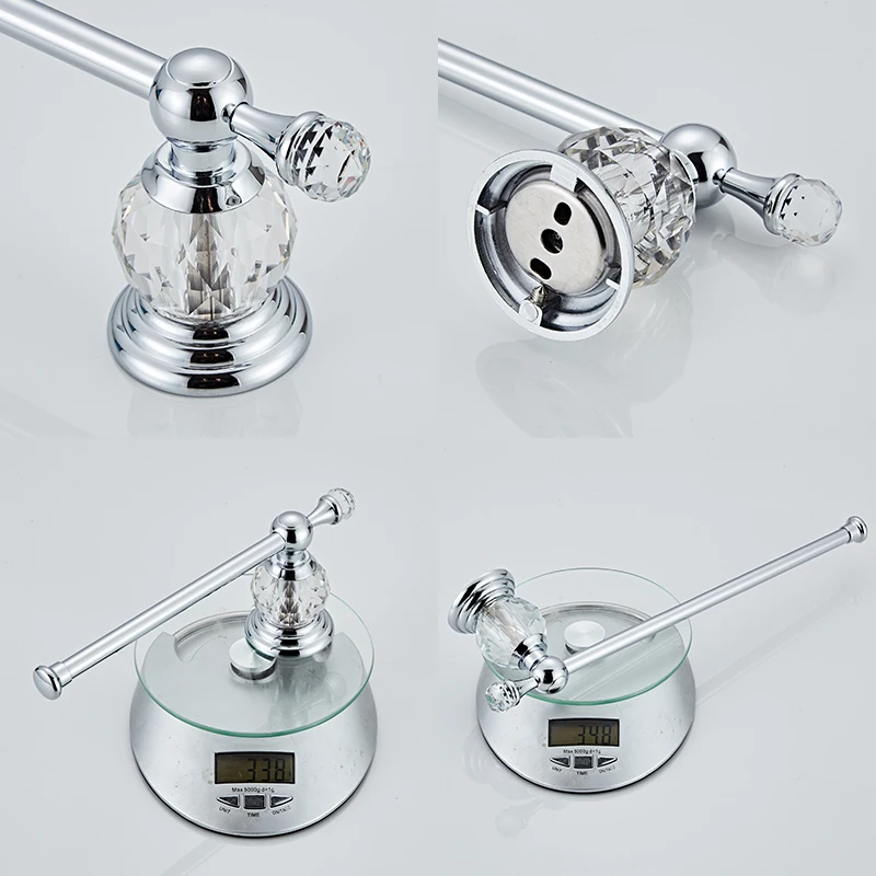 ELLEN Golden Crystal Bathroom Hardware Set Adjust Towel Rack Towel Holder Toilet Paper Holder Robe Hook EL2001G