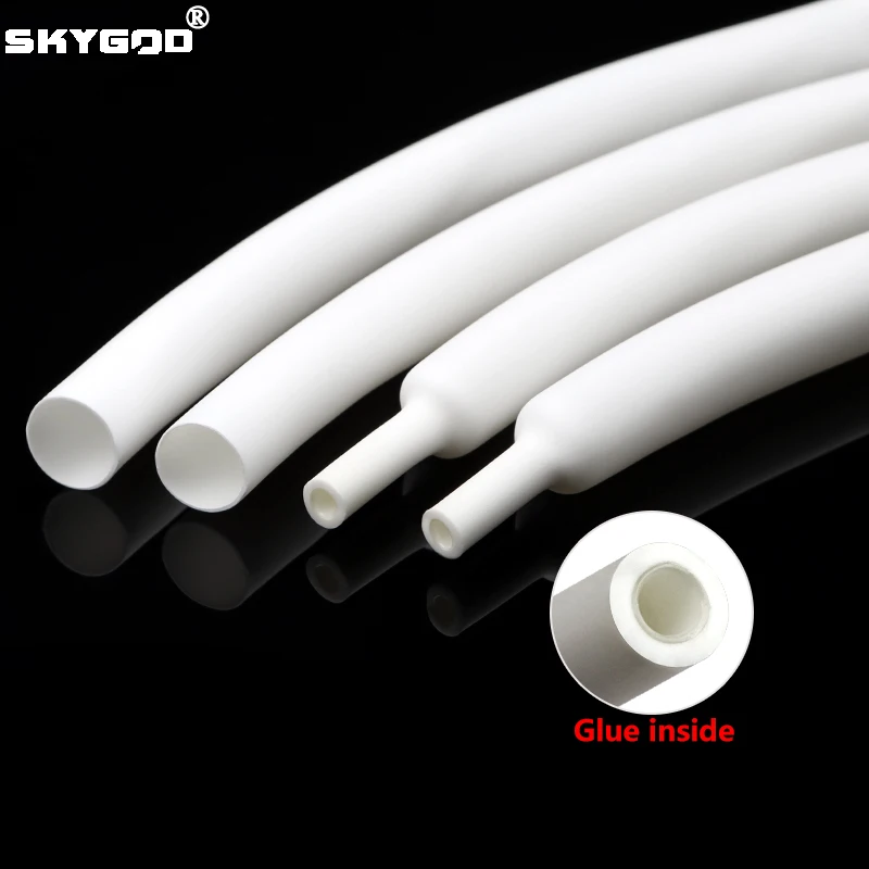 

1~10m 3:1 Heat Shrink Tubing With Glue Diameter 1.6~39mm White Dual Wall Adhensive Polyolefin Sleeve Lined Wire Cable Protector
