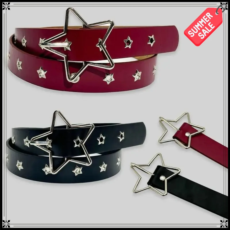 

Хит продаж: Ретро женский ремень в стиле панк Y2K, с заклепками, из искусственной кожи, с пряжкой-штифтом, для джинсов, с звездами-スタッдами