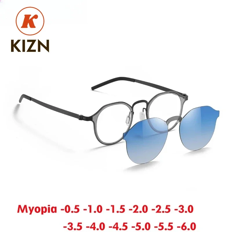 

Спортивные ультралегкие безвинтовые очки KIZN для коррекции близорукости с поляризацией, женская оправа с магнитным креплением, индивидуальная оптика, очки по рецепту -0.50