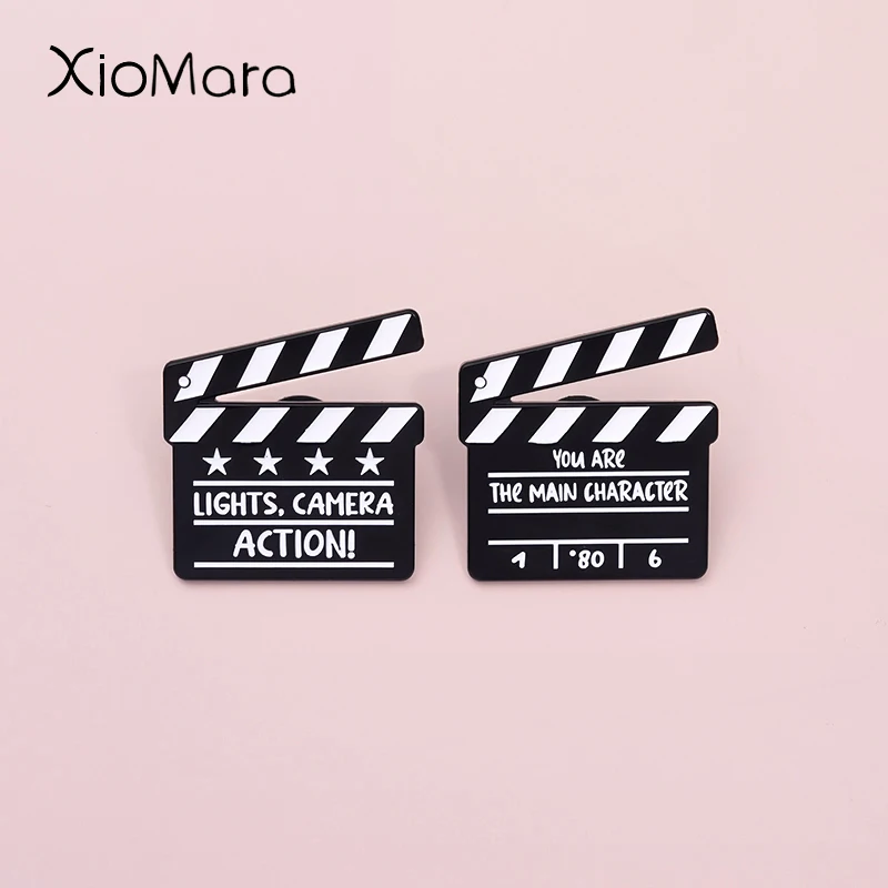 Clapperboard Emaille Pin Custom You Are The Main Charakter Lichter Kamera Action Brosche Revers Abzeichen Schmuck Geschenk für Freunde ﻿