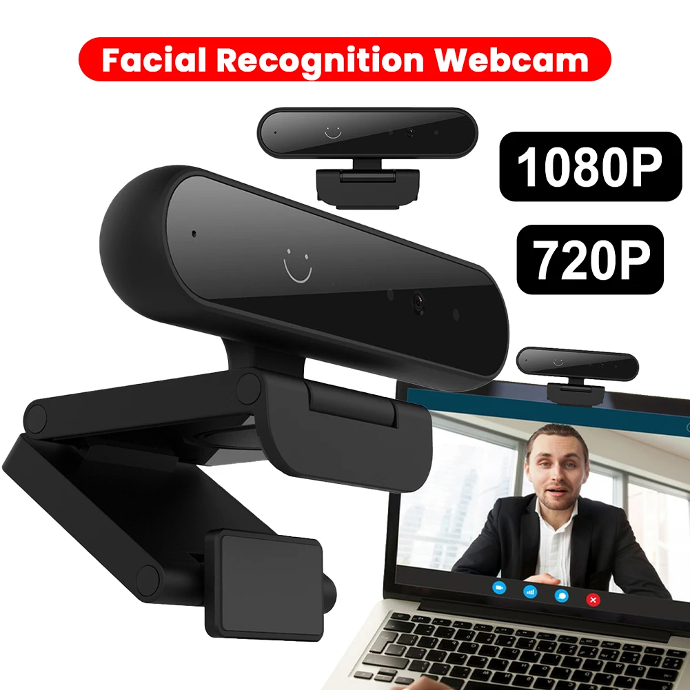 

Facial Recognition Webcam Built-in Microphone for Windows Hello USB Computer Webcam Computer Web Camera for Computer Laptop