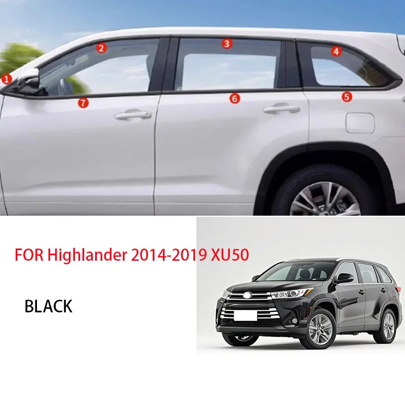 ПОДХОДИТ ДЛЯ Toyota Highlander 2014-2019 XU50 Нержавеющая сталь, черная литая полоса внешнего окна, накладка на порог, боковая накладка, хромированная удаление