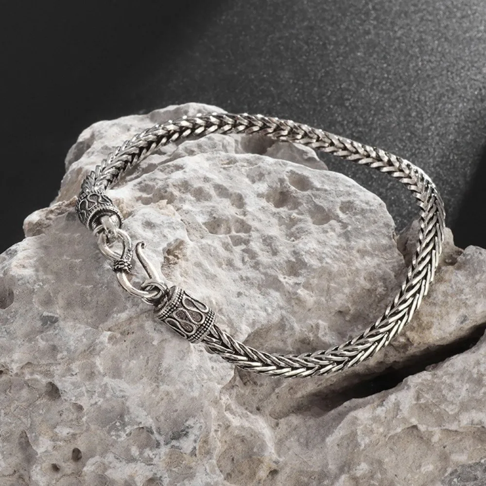 Stainless Steel Woven Bracelet Rust Resistant Vintage Chain Bracelet Braided Design Punk Dragon Bone Bracelet Unisex Jewelry