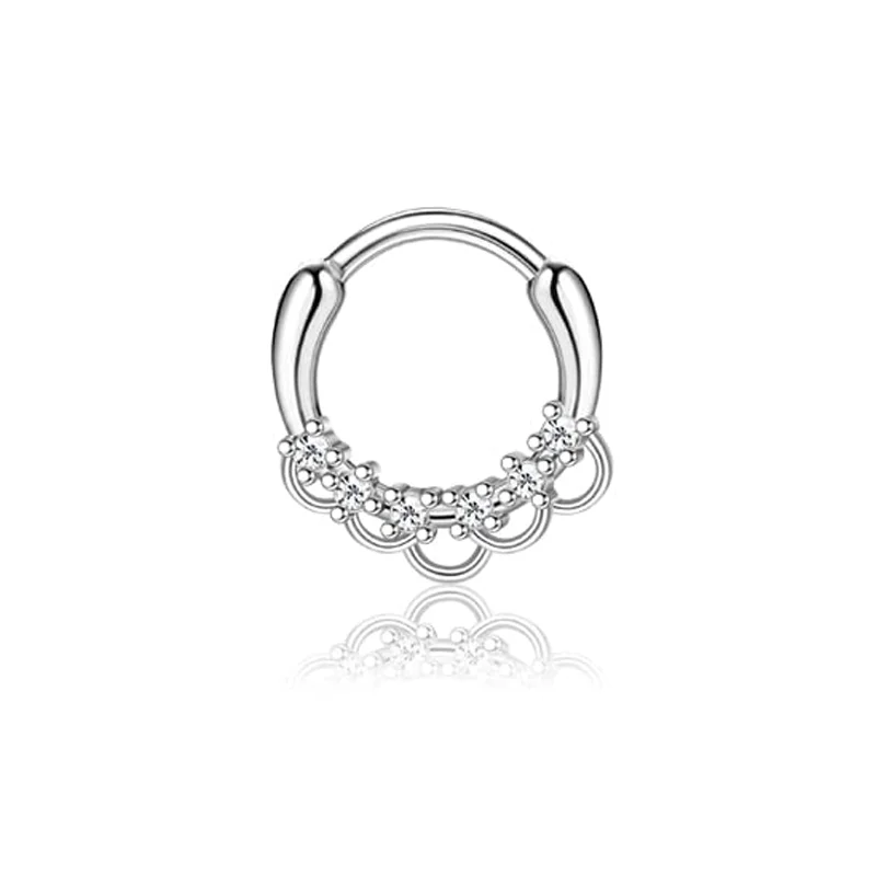 Stainless Steel Opal Septum Clicker Ring