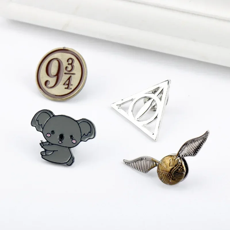 Movies Magic World Series Brooch Snitch Deathly Hallows Hourglass of Time Cartoon Badge Enamel Pins Accessories Lapel Pin Gifts