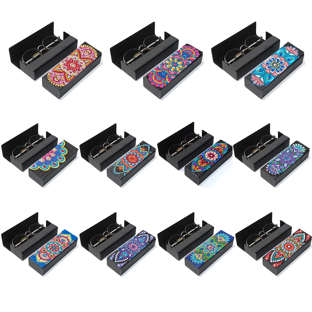 Custodia per occhiali da sole con pittura diamante fai-da-te custodia per occhiali da sole Mandala Flowers scatola portaoggetti per occhiali da sole
