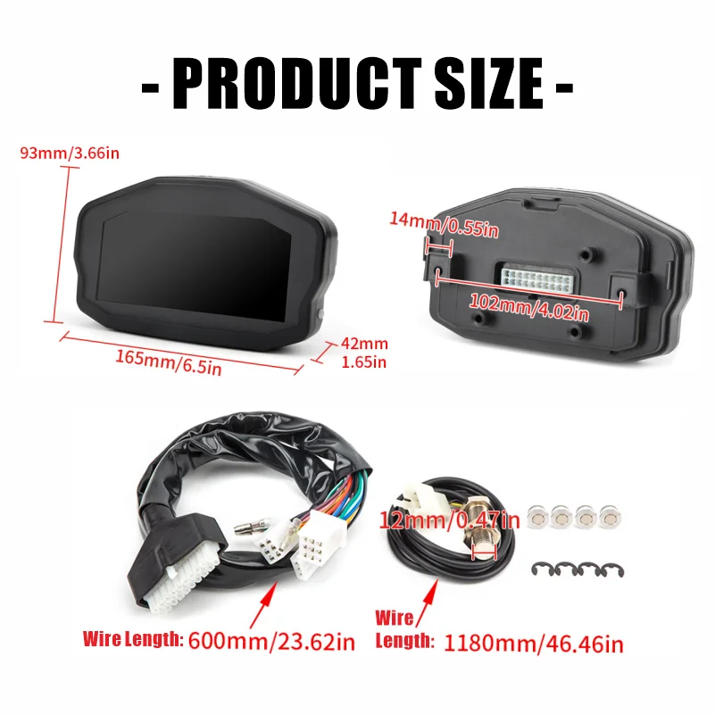 12V Universal Motorcycle LED LCD Dashboard Odometer 14000rpm Speedometer Display For Honda For Yamaha