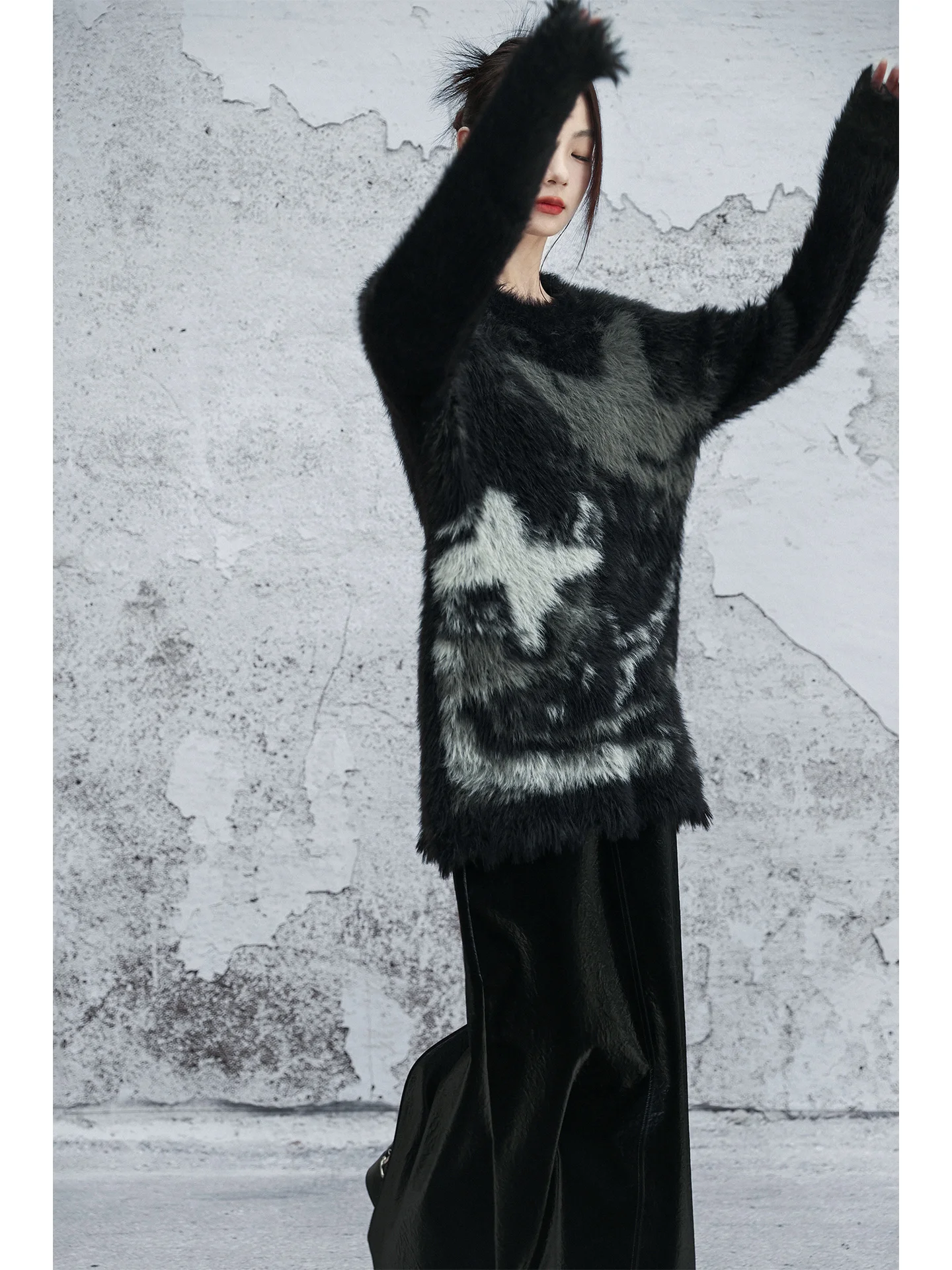 

Свободный женский вязаный свитер с вышивкой, имитация норки, мягкий длинный све, зимний топ Lazy Sle, повседневная мода