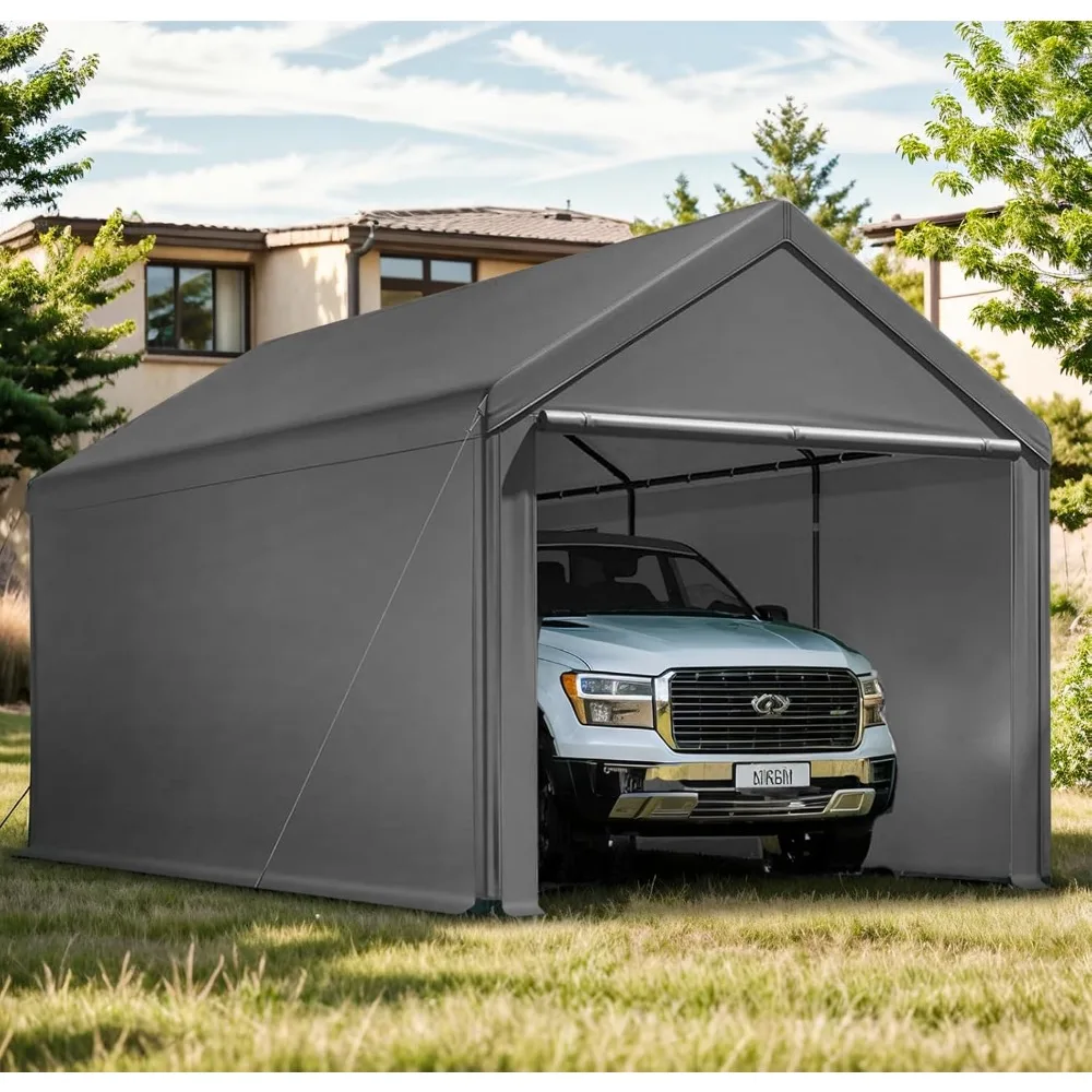 Carport, 10x20ft Heavy Duty Portable Garage, Car Port with Storage Shed, Car Canopy with Removable All-Season Tarp Sidewalls & D