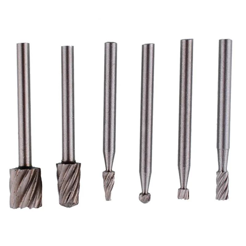 Rotary Cutter File HSS Routing Router Drill Bits Set Carbide Rotary Burrs Tool Wood Stone Metal Root Carving Milling Cutter