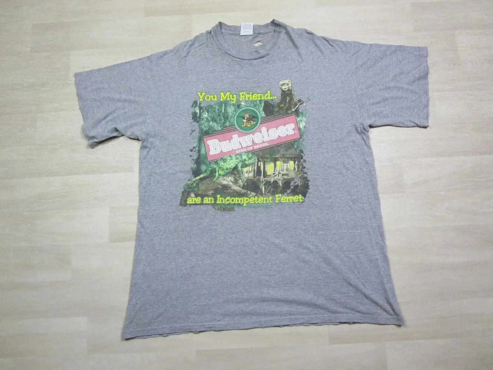 Vintage Budweiser T Shirt (2XL Tall) 1990s Lizard & Ferret Nature Promo Graphic