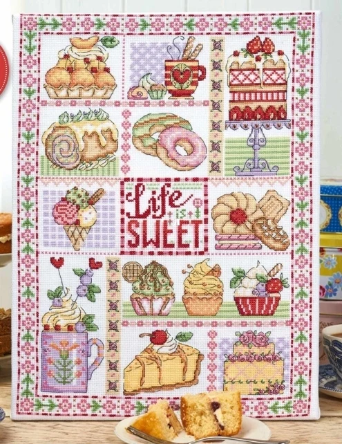 Desserts 39-50 Embroidery Kits,Cross Ktitch Kits,Cotton Frabric DIY Homefun Embroidery Needle Work