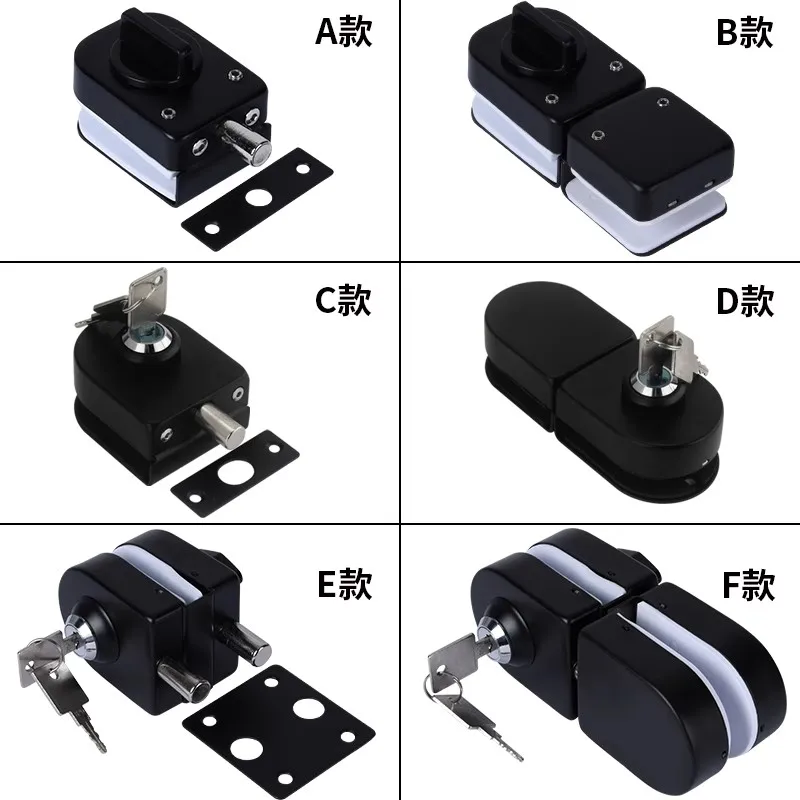 

Черный неперфорированный стеклянный замок, одинарный/двойной стеклянный дверной замок из нержавеющей стали, дверной замок для ванной комнаты, домашняя фурнитура, дверные аксессуары